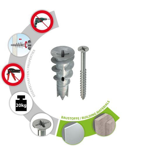 Tox SPIRAL PLUS + VIJAK (4/1) tipal spiralni metalni sa vijkom za gipsane ploče slika 2