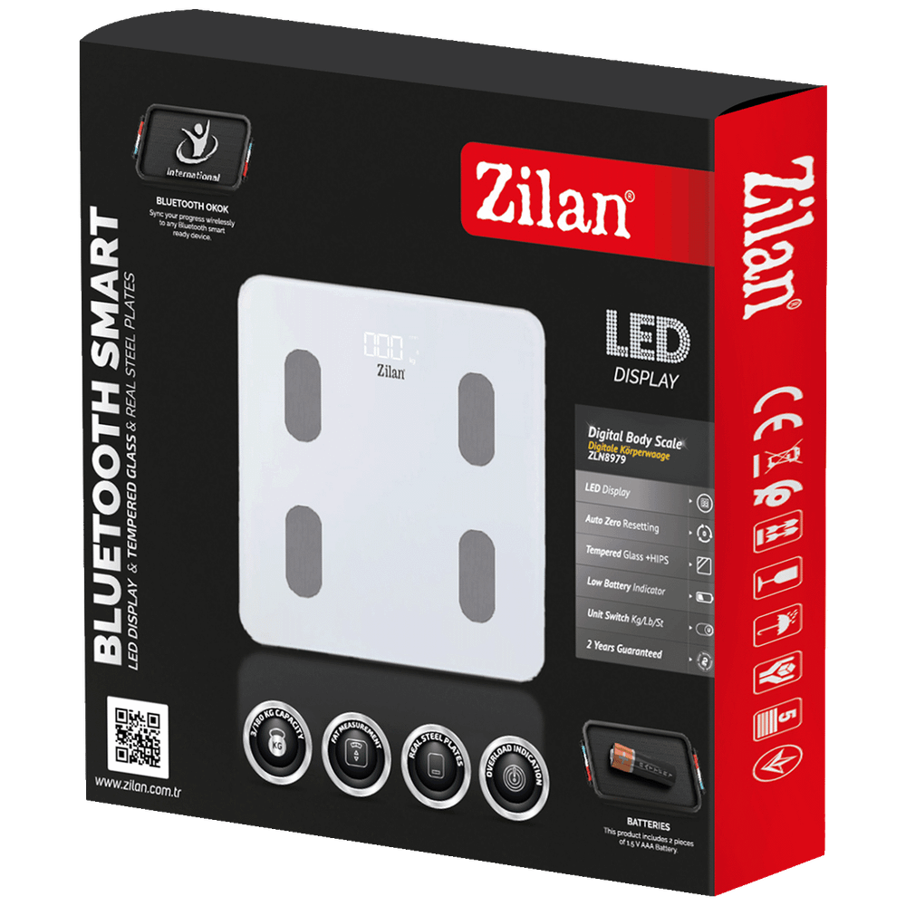 Zilan Pametna vaga, tjelesna, do 180 kg, LED zaslon, Bluetooth - ZLN8979 slika 2