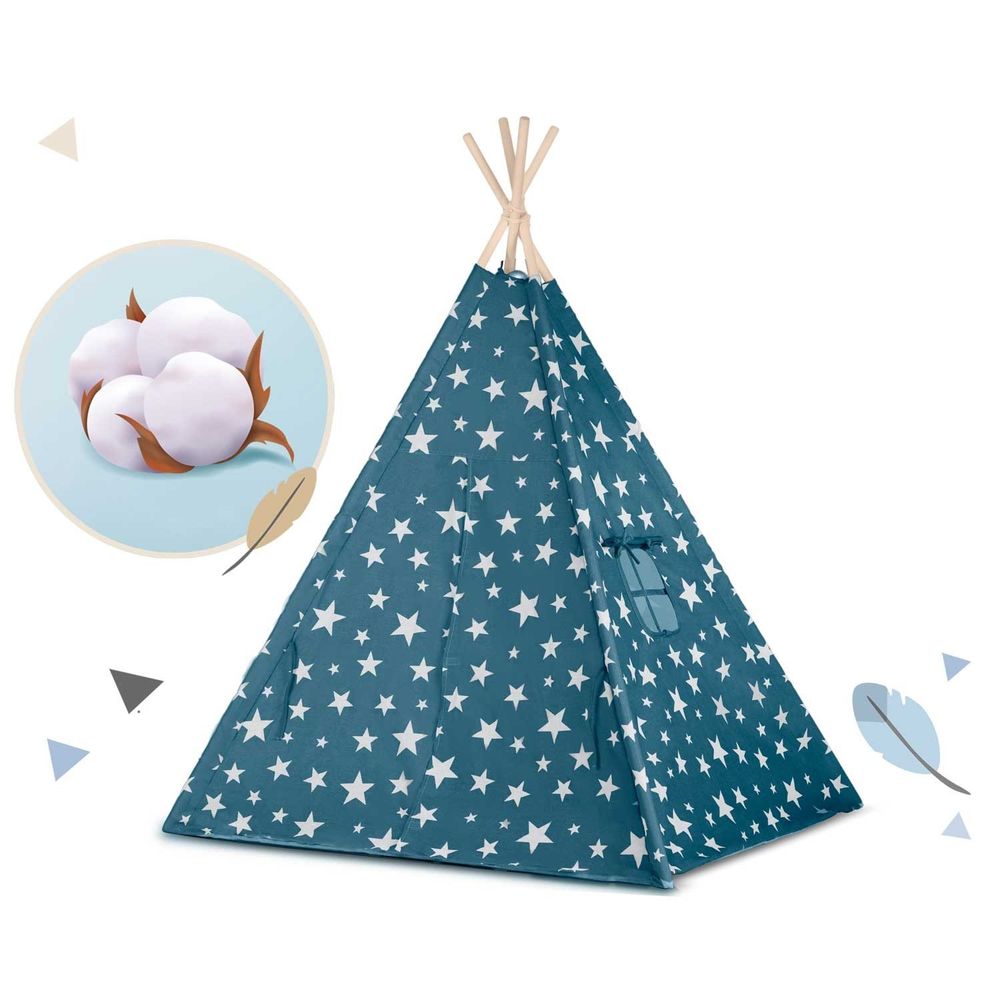 Teepee šator za djecu s nukido svjetlima - plavi slika 4