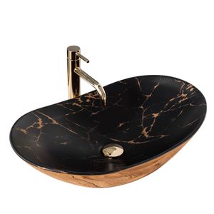 Nadgradni umivaonik REA Royal In Black Marble Gold