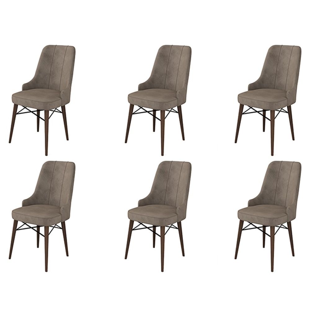 Pare - Cappuccino, Smeđi Set Stolica (6 Komada) slika 1