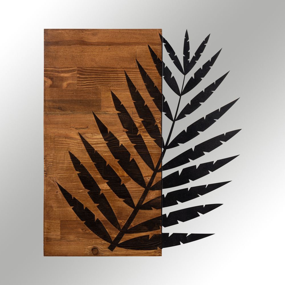 Leaf3 Metalni Ukras Crni Orah - Dekorativni Drveni Zidni Dodatak slika 5