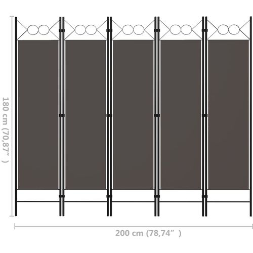 Sobna pregrada s 5 panela antracit 200 x 180 cm slika 21