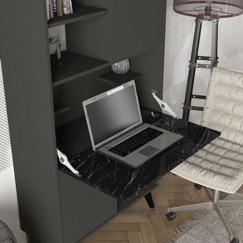 Woody Fashion Polica za knjige, Antracit Mramor, Radica - Anthracite, Marble slika 4