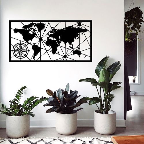 World Map Medium 2 Black Decorative Metal Wall Accessory slika 4