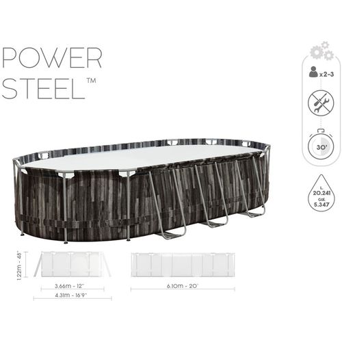 Bestway bazen Power Steel 610*366*122 cm - sivi uzorak slika 4