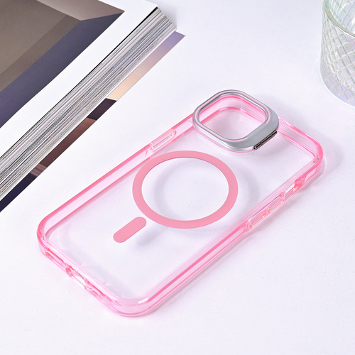 Torbica Magsafe transparent za iPhone 15 6.1 pink slika 5