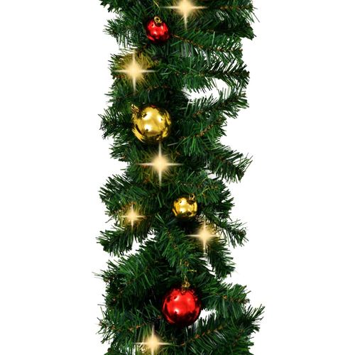 Božićna girlanda ukrašena kuglicama i LED svjetlima 10 m slika 9