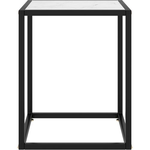 Stolić za kavu crni s bijelim mramornim staklom 40 x 40 x 50 cm slika 2