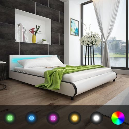Krevet od umjetne kože s madracem LED bijeli 180 x 200 cm slika 34