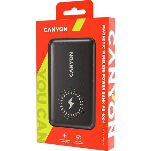 CANYON PB-1001 18W PD+QC 3.0+10W Magnet wireless charger powerbank 10000mAh Li-poly battery, Lightning Input:DC5V/2A, 9V/2A Type c PD Input: DC5V/3A, 9V/2A, Type C PD output:5V/3A,9V/2.2A,12V/1.5A QC 3.0 Output: DC5V/3A, 9V/2A, 12V/1.5A, Wireless slika 8