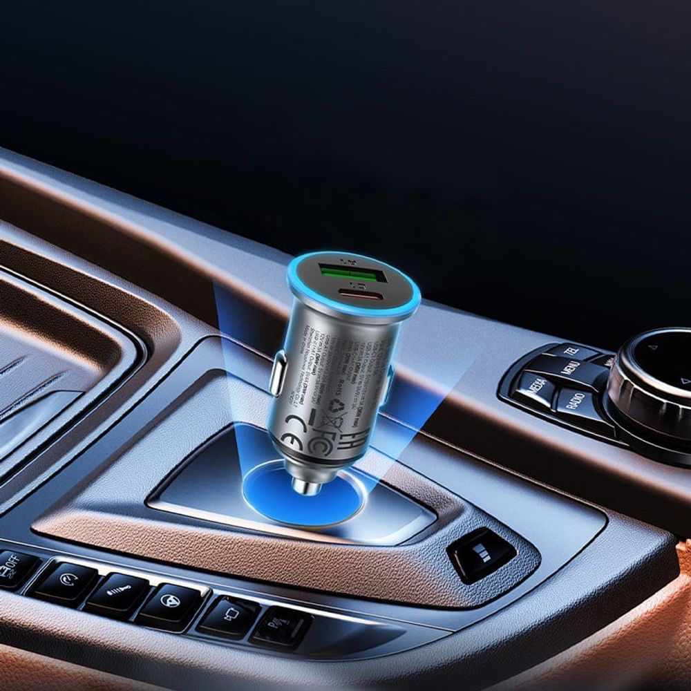 Auto punjač Acefast 65W 3.25A 1 X USB-A - 1 x USB-C sivi slika 5