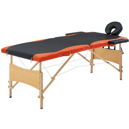 Sklopivi masažni stol s 2 zone drveni crno-narančasti slika 18