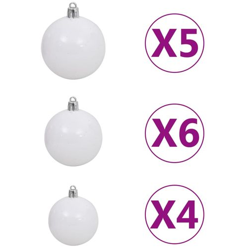 61-dijelni set božićnih kuglica s vrhom 150 LED bijelo-sivi slika 4