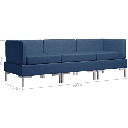 3-dijelni set sofa od tkanine plavi slika 37