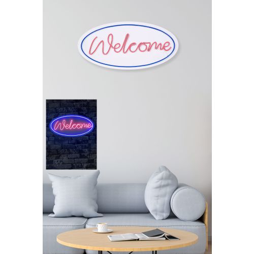 Wallity Ukrasna plastična LED rasvjeta, Welcome - Blue, Pink slika 3