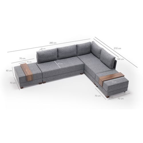 Atelier Del Sofa Kutna garnitura na razvlačenje BELLA SOFT, desna, siva, Fly Corner Sofa Bed Right- Grey slika 2