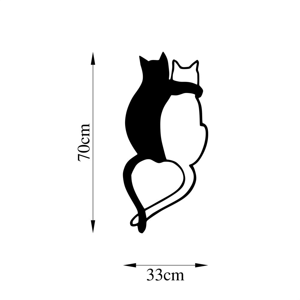 Love Cats - 478 Crni Dekorativni Metalni Zidni Ukras slika 5