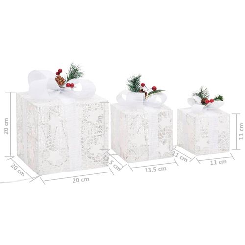 Ukrasne božićne kutije za poklone 3 kom bijele slika 9