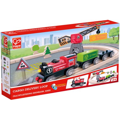 Hape Drveni željeznički set šine sa vozićem i kranom Cargo Delivery Loop E3731A  slika 8