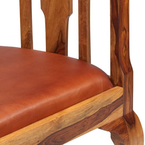 Blagovaonske stolice od prave kože i masivnog drva šišama 2 kom slika 14