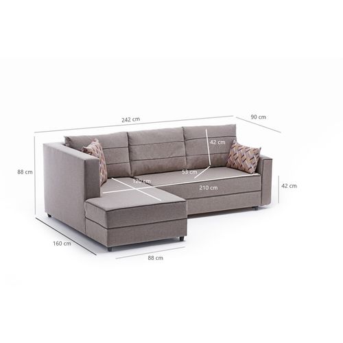 Atelier Del Sofa Kutna garnitura na razvlačenje, Krem, Ece Left - Cream slika 8