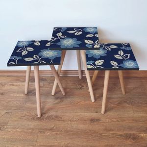 Set Nesting Stolova (3 Komada) - Plava i Bež