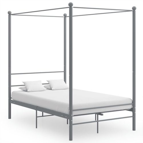Okvir za krevet s nadstrešnicom sivi metalni 120 x 200 cm slika 7