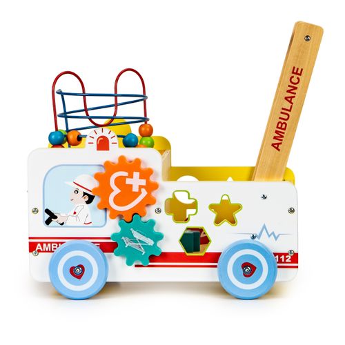 EcoToys multifunkcionalna drvena guralica ambulanta slika 4