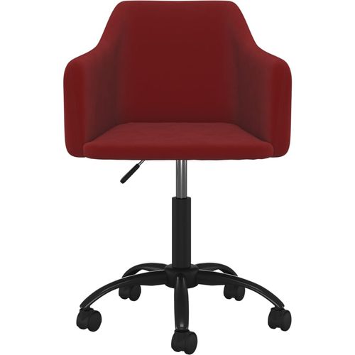 Okretna uredska stolica crvena boja vina baršunasta slika 4