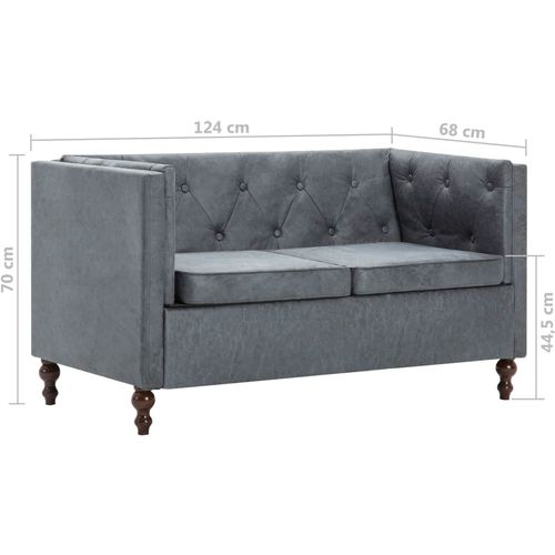 2-dijelni set sofa Chesterfield s presvlakom od tkanine sivi slika 9