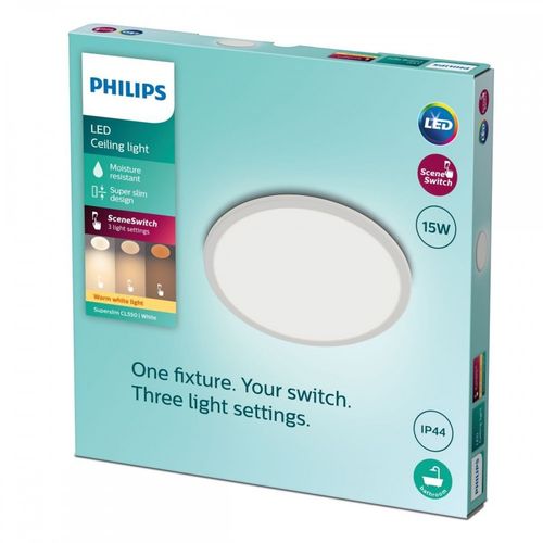 Philips superslim cl550 bela plafonska svetiljka 15w 2700lm ip44 slika 5