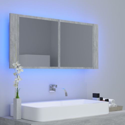 LED kupaonski ormarić s ogledalom siva boja betona 100x12x45 cm slika 5