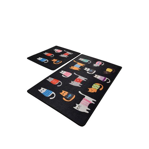 Black Cats Multicolor Bathmat Set (2 Pieces) slika 2