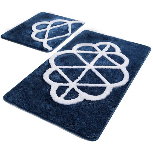 Sofya - Dark Blue Multicolor Acrylic Bathmat Set (2 Pieces) slika 2