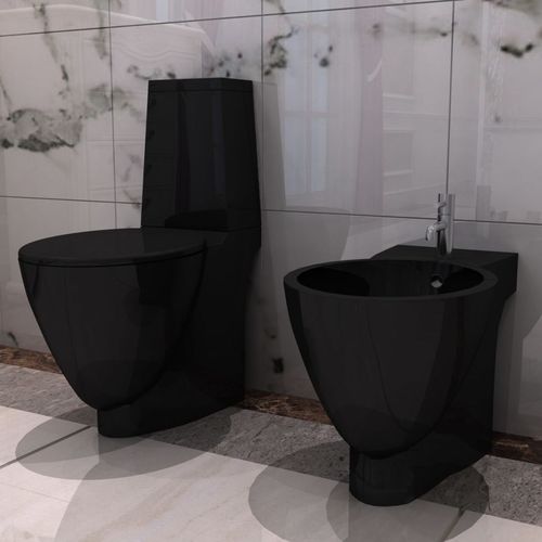 Set crne keramičke toaletne školjke i bidea slika 13