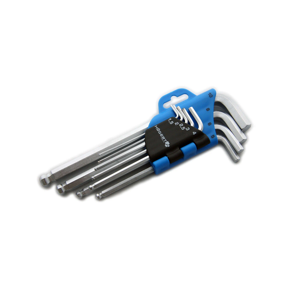 Högert Set imbus ključeva dugi 9-dijeli, s okruglim završetkom, 1.5-10mm, CrV slika 1