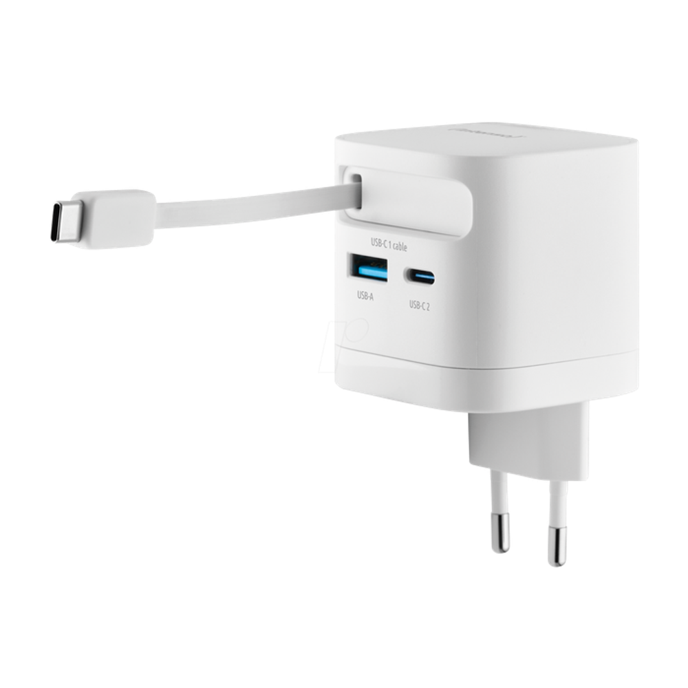 Intenso 65W GaN napajalnik z vgrajenim kablom USB-C, bel slika 4