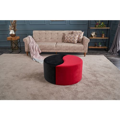 Atelier Del Sofa Tabure, Crno Crvena, Alis Puf - Red, Black slika 1