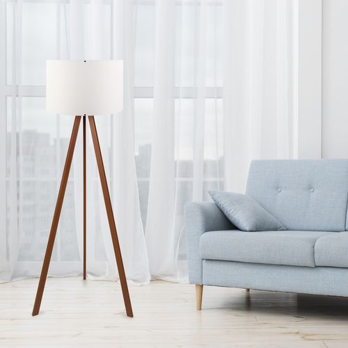 Opviq Podna lampa OAK bijela- drvo, 70% MDF- 30% platno , 38 x 140 cm, promjer sjenila 38 cm, duljina kabla 200 cm, E27 60 W max., AYD-1528 slika 2