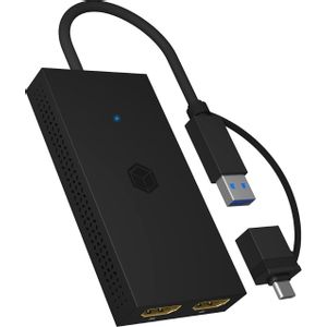 Icybox IB-SPL1029AC USB-C/A na dvostruki HDMI splitter (2k@60Hz/4k@30Hz)