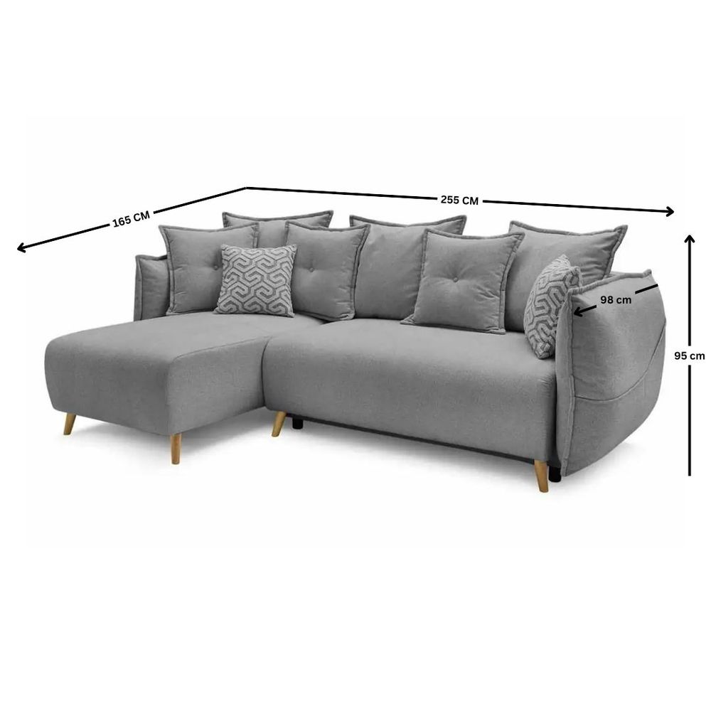 Ugaona Sofa Puffy - boja: siva slika 8