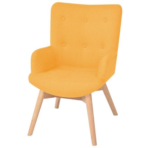 Fotelja s osloncem za noge od tkanine žuta slika 34