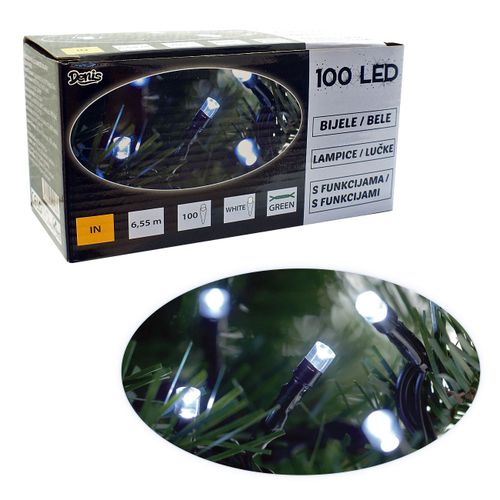 100 LED lampica, bela sa 8 funkcija slika 1