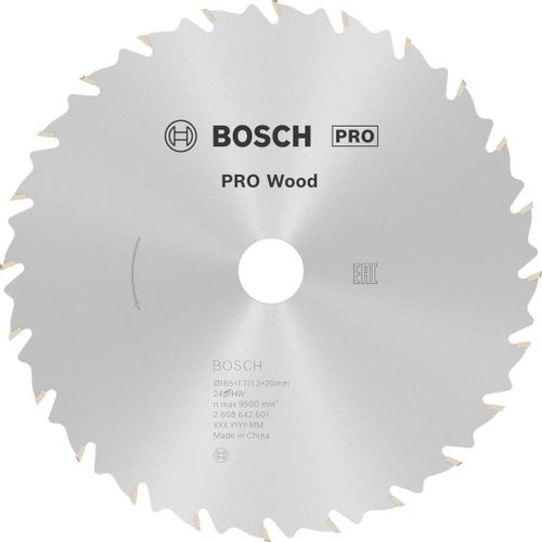 Bosch PRO Wood list kružne testere 165x1.7x20 mm 24z ATB/FT max 9.000 o/min (2608642601) slika 1