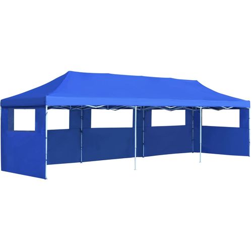 Sklopivi šator za zabave s 5 bočnih zidova 3 x 9 m plavi slika 1