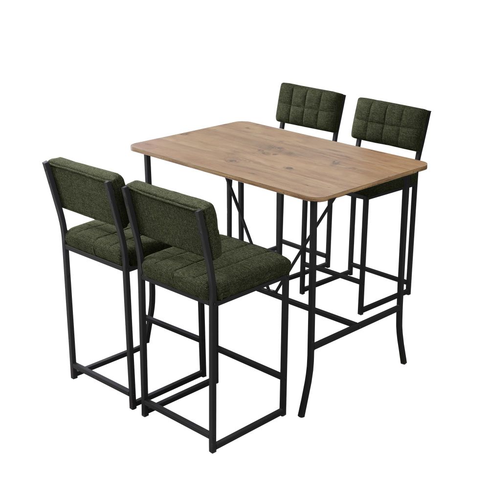 Retro Bar Stol i Stolice Set (5 Komada) - Zelena i Orah slika 3