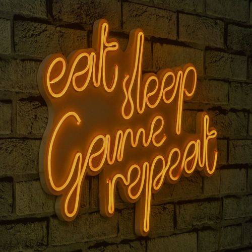 Wallity Ukrasna plastična LED rasvjeta, eat sleep game repeat - Yellow slika 9