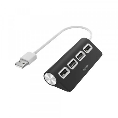 USB HUB Hama 4 porta, USB A 2.0, crni slika 1