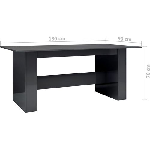 Blagovaonski stol visoki sjaj sivi 180 x 90 x 76 cm iverica slika 34